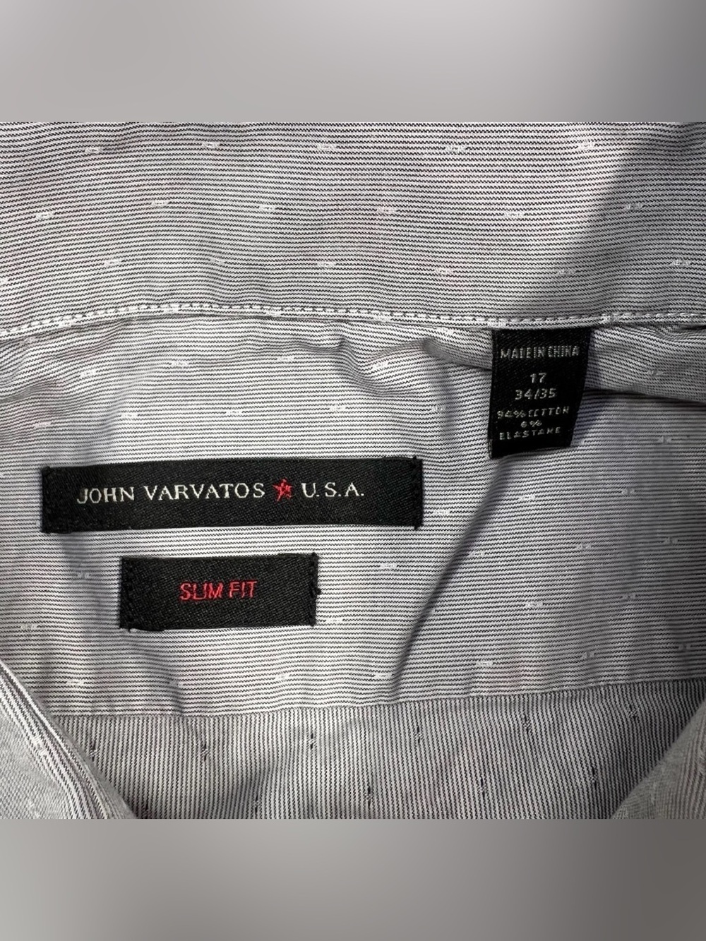 John Varvatos U.S.A. Slim Fit Star Button Dobby Stripe Dress Shirt Mens 17 34/35 - Picture 7 of 13